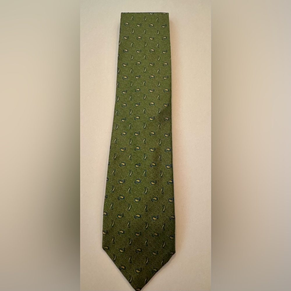 Hickey Freeman Olive Paisley Tie